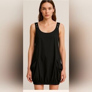 Sarah Pacini Black Dress w Exaggerated Pockets and Elastic Bottom Size 2/Medium